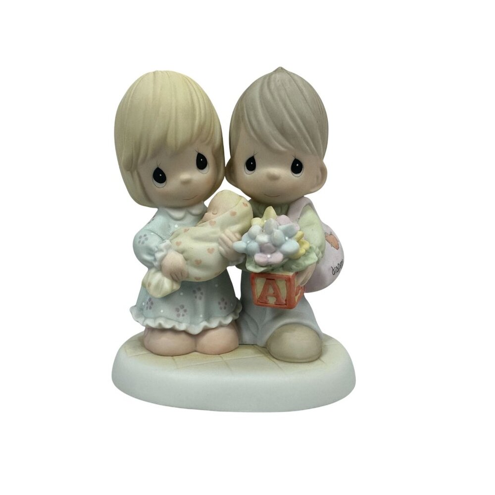 Blessed With A Miracle Figurine Boy Girl New Baby 2004 Enesco Theme Gift Boxed